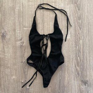 cutout black bodysuit